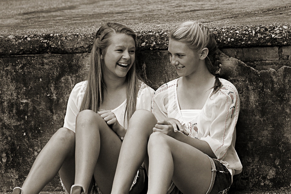 Friends smiling together