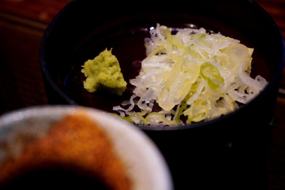 Green onion with wasabi