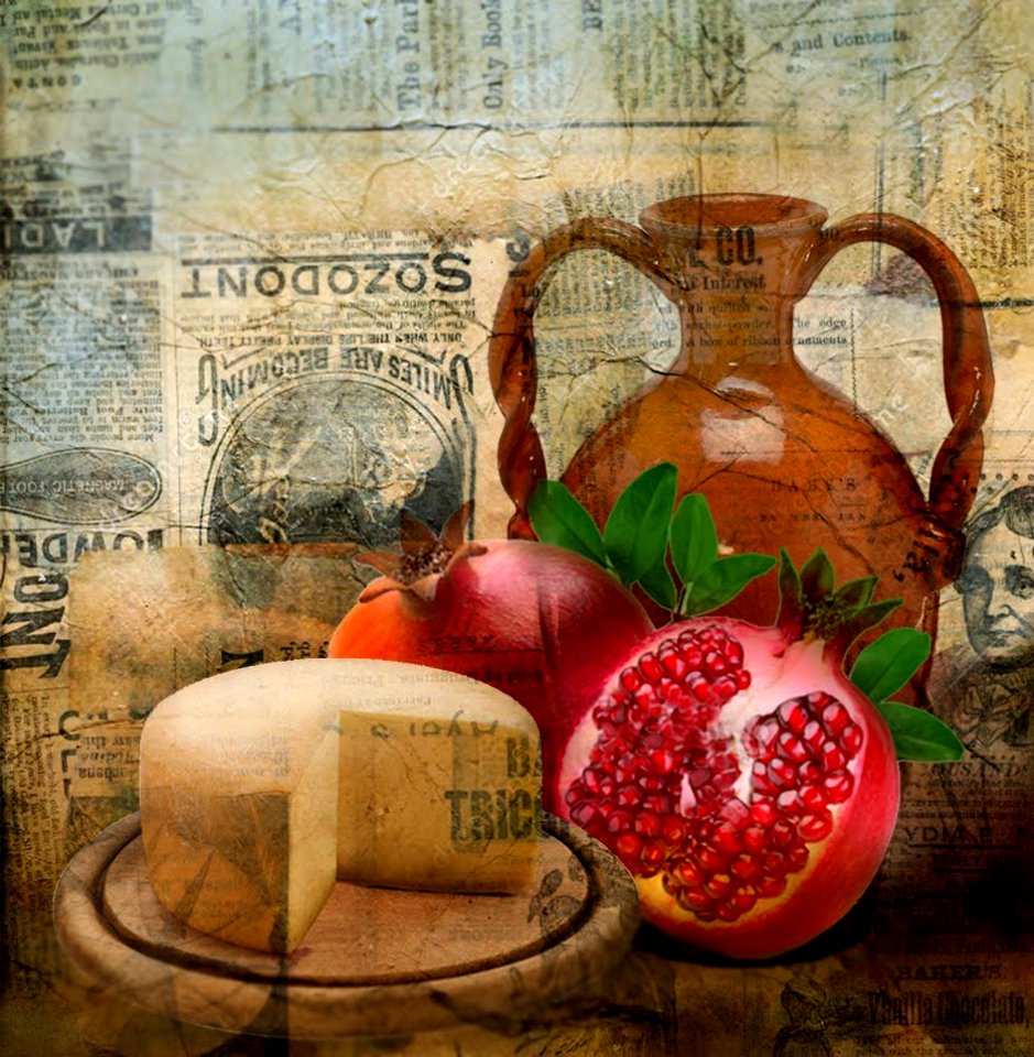 Cheese and pomegranate