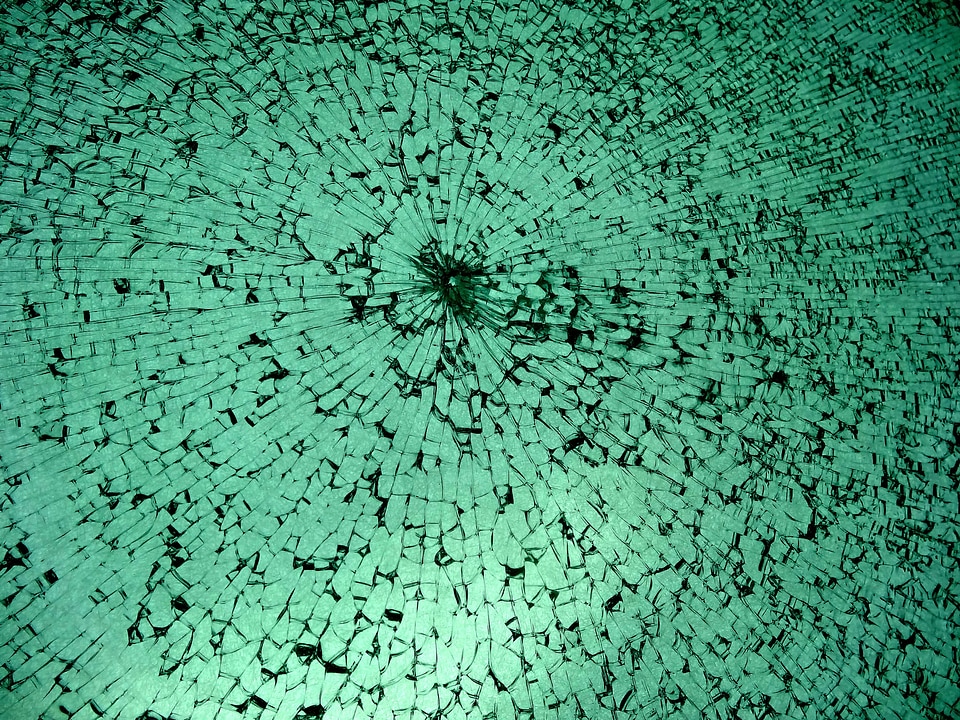 Green broken fragmented