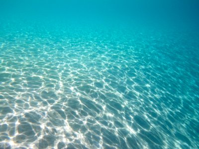 Beautiful blue water in Midway's lagoon photo