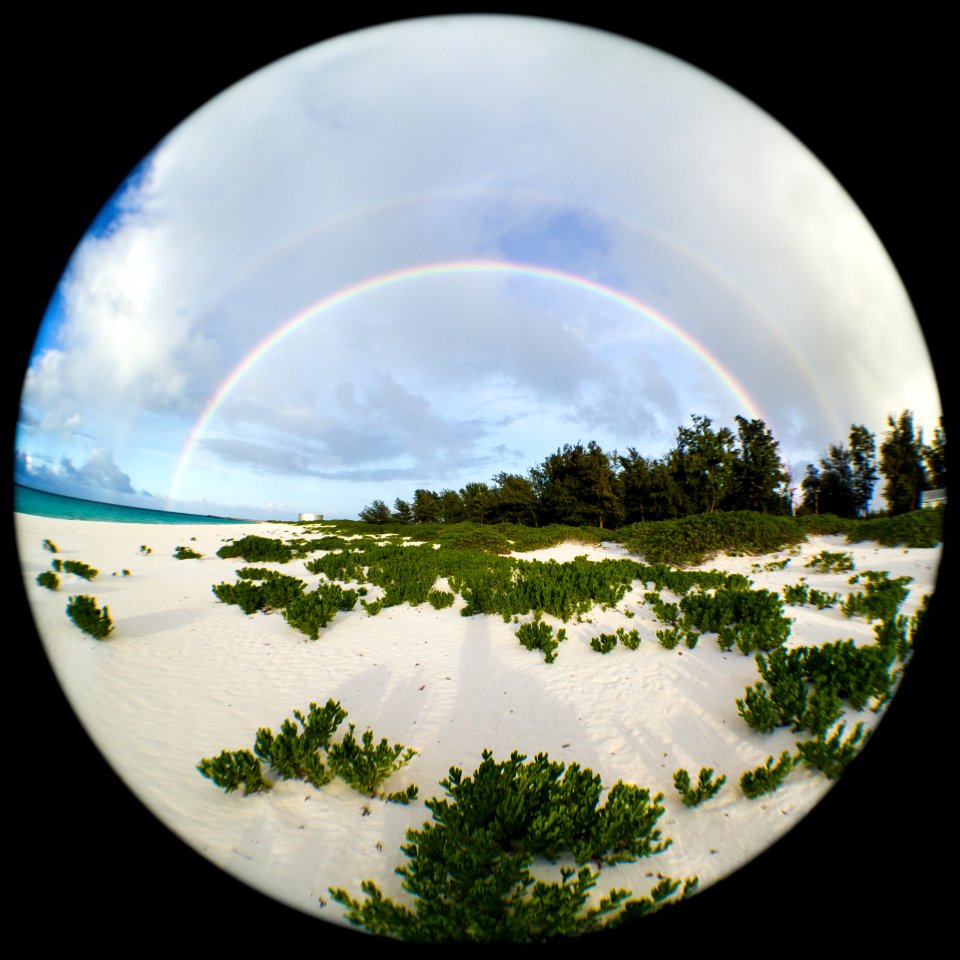 A double rainbow all the way across the sky at North Beach