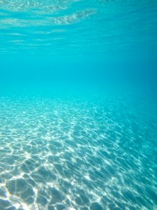 Beautiful blue water in Midway's lagoon photo