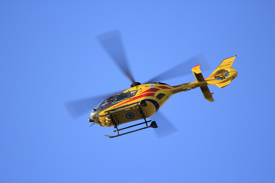 Float rescue helicopter fly