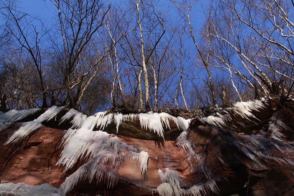 Winter ice formations landscapes