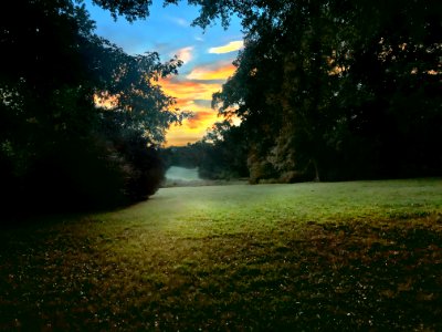 Sunset in the Park - Open Field Free and Public Domain Stock Photo photo