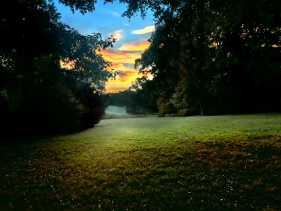 Sunset in the Park - Open Field Free and Public Domain Stock Photo