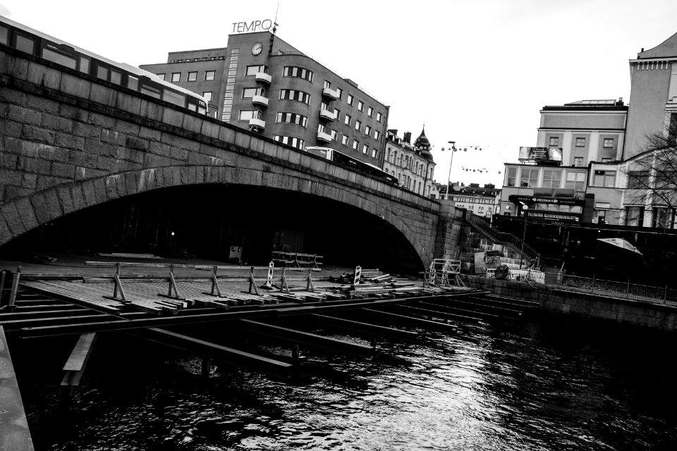 Bridge construction at the center of Tampere.