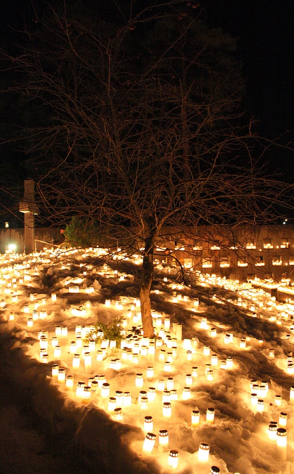 Snow ice candles photo