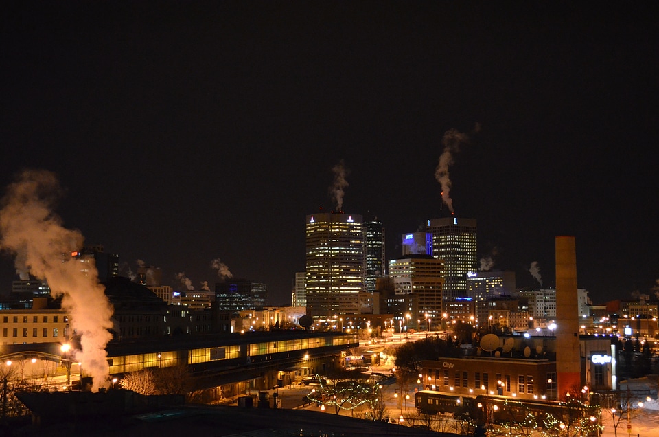 Evening skyline city