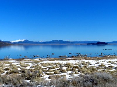 Mono Lake at Sierra Nevada in CA photo