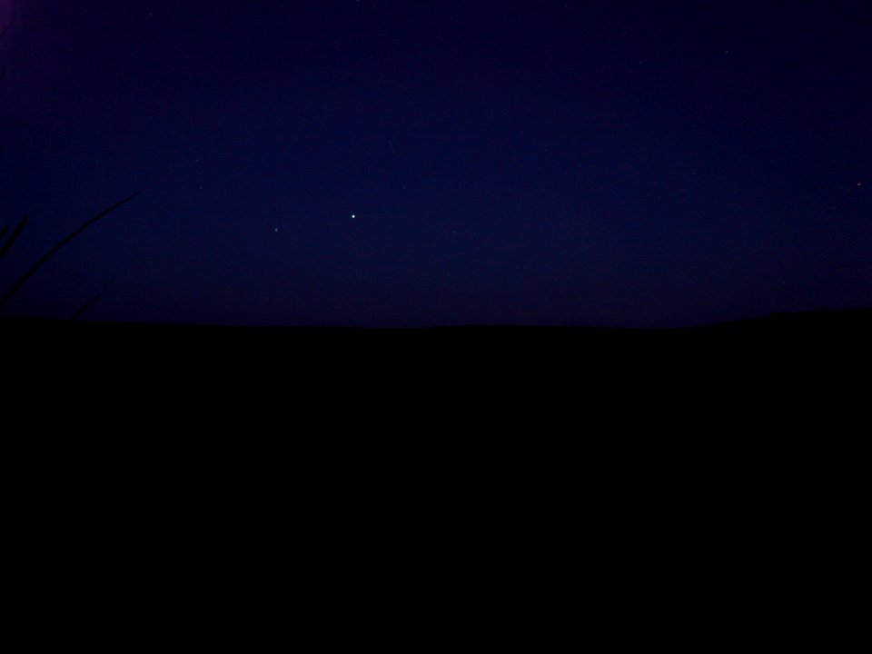 Jupiter (Right), Saturn (Left) looking South from Evil Combe , Dartmoor National Park, Devon, UK - July 2020