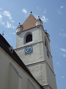 Blue sky tower clock photo