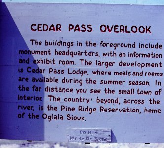 Cedar Pass Overlook Signage, ca 1965