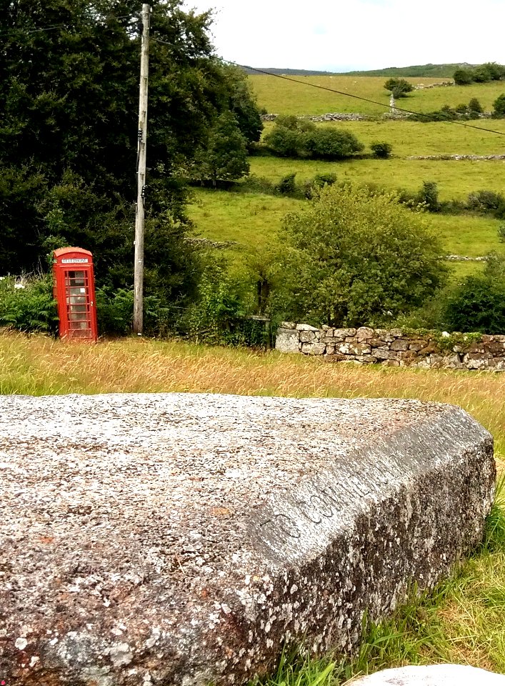 IMG 20200714 143011 Old Phonebox Defibrillator Location - Queen Elizabeth II Diamond Jubilee Granite Seat Memorial Stone - Hexworthy - Dartmoor - Devon