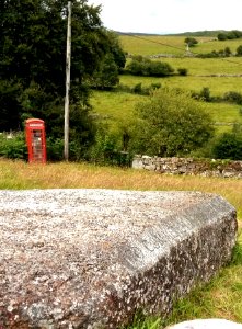 IMG 20200714 143011 Old Phonebox Defibrillator Location - Queen Elizabeth II Diamond Jubilee Granite Seat Memorial Stone - Hexworthy - Dartmoor - Devon