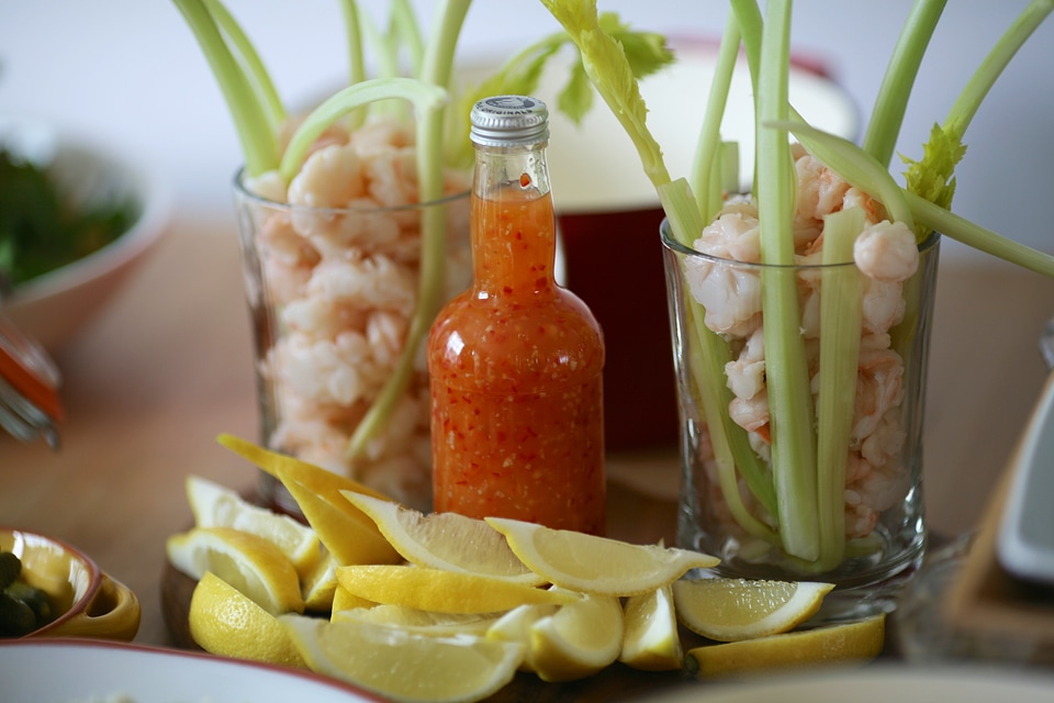 Delicious lemons shrimps