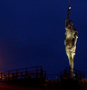 Verity Bronze Statue ( Damian Hurst ) , Ifracombe Harbour, North Devon , UK