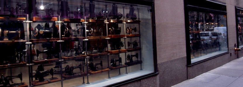 Vintage Sewing Machine Shop Window Display, Manhattan , New York City , USA