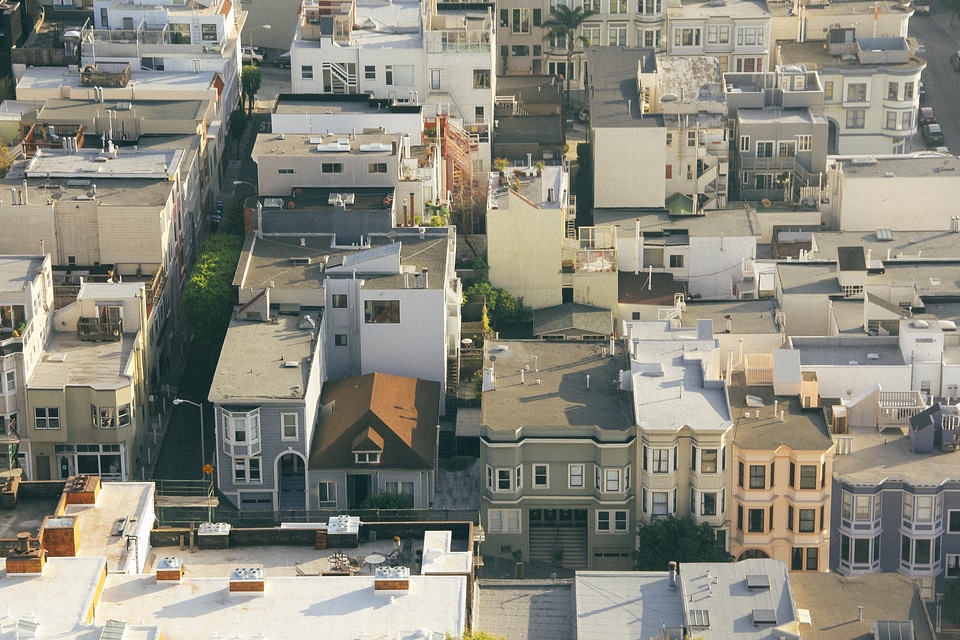 Aerial view homes architecture