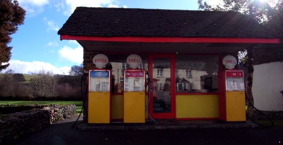 VINTAGE PETROL PUMPS - RED TELEPHONE BOX - WITHYPOOL - EXMOOR - UK -