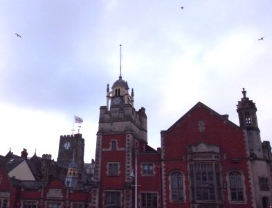 BIDEFORD LIBARY , COUNCIL BUILDINGS - ST MARY'S CHURCH CLOCK TOWER - BIDEFORD - NORTH DEVON