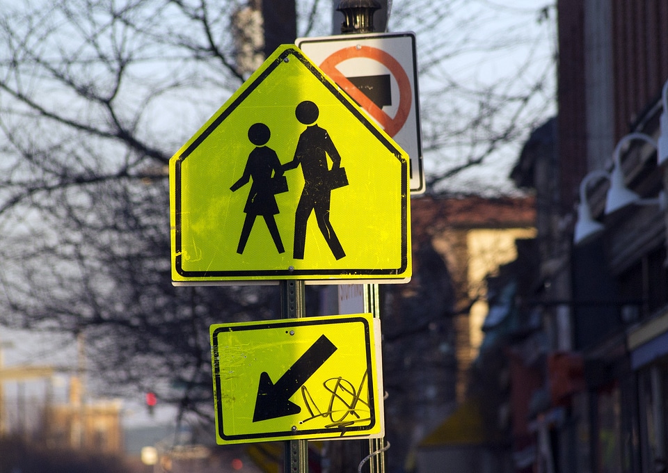 Pedestrian walking road signs