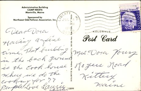 Administration Building, Camp NEOFA, Montville, Maine-Back