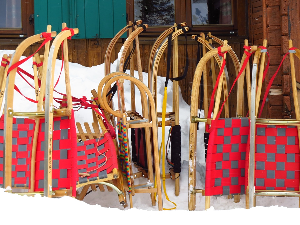 Fun toboggan ski lodge