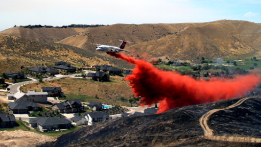 Retardant drop on the Boise Foothills in 2015 photo