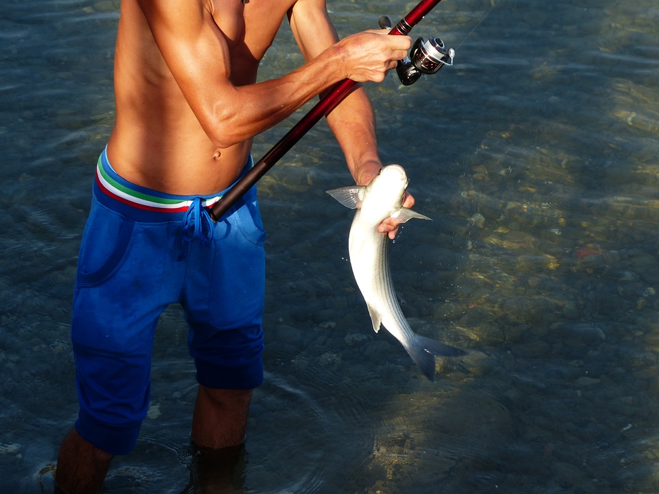 Person fishing rod fishhook