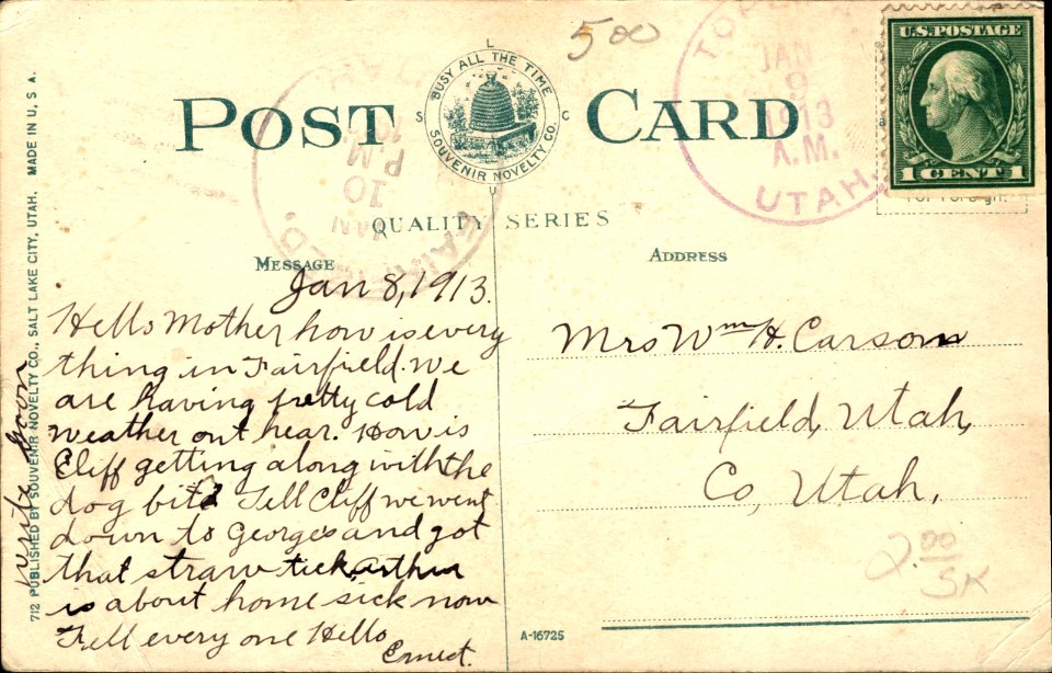 Utah State Prison, 1913-Back