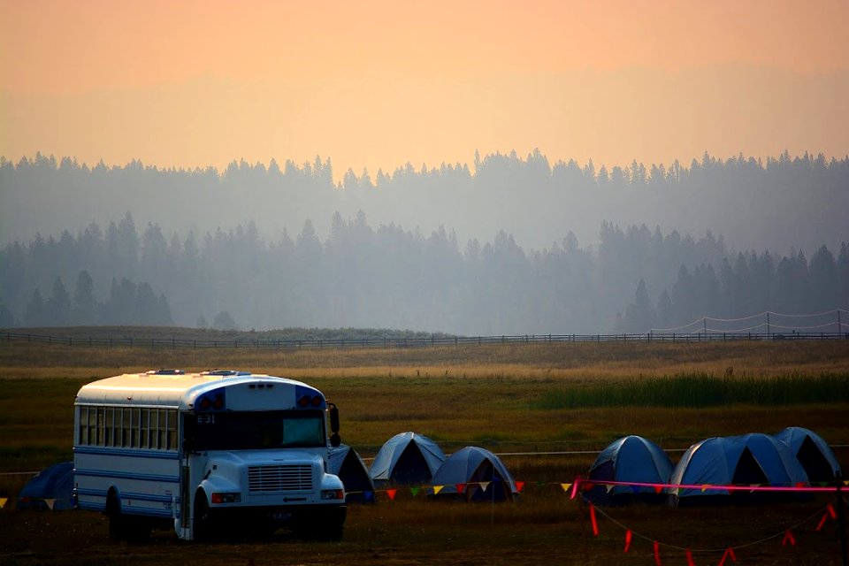 Smoke over fire camp