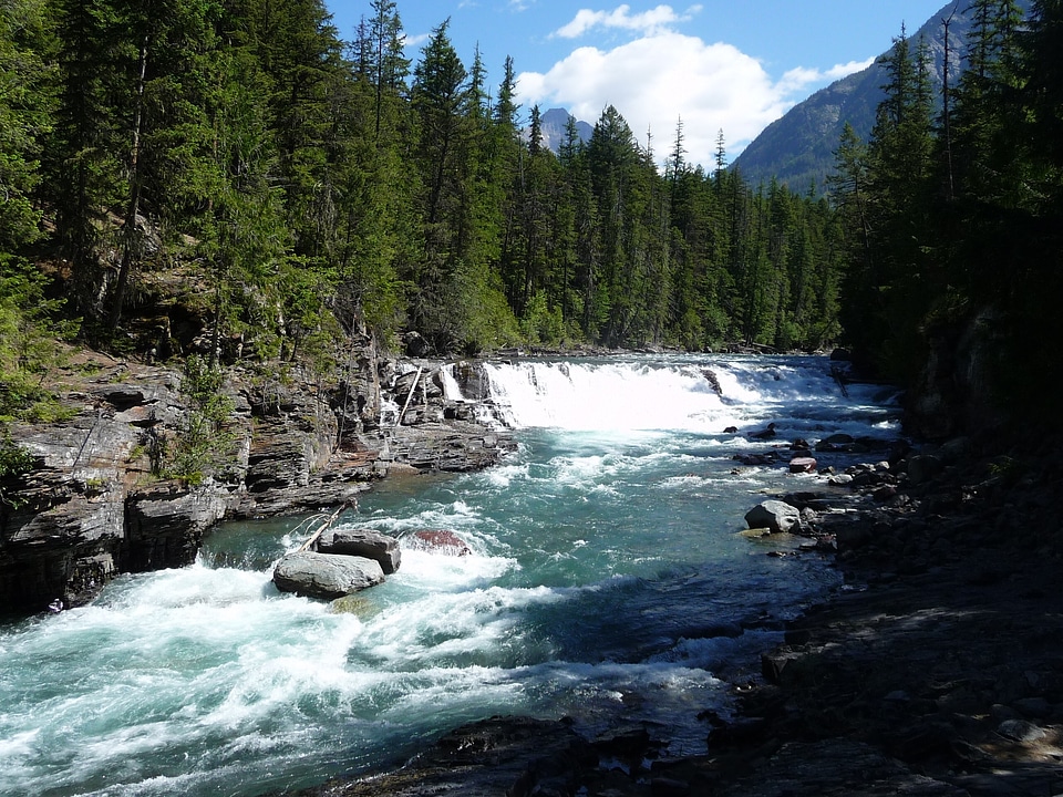 Mountains river trees
