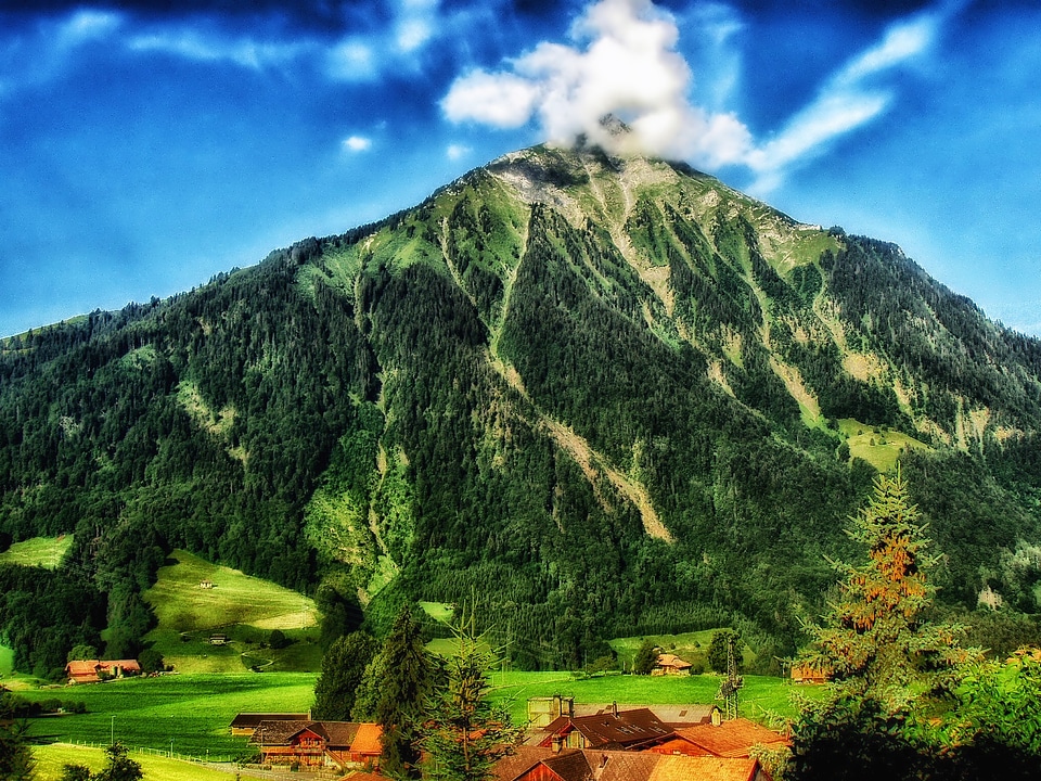 Houses mountains summer