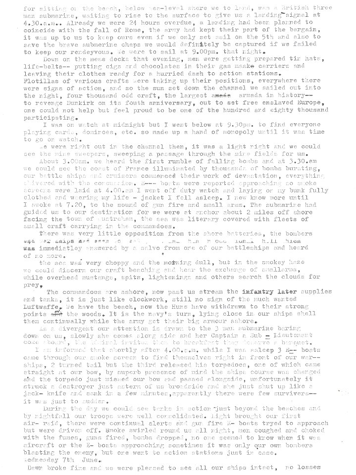 WW2 DIARY Horace Read - D Day Landings Sword Beach Gold Beach Ouistreham Normandy 1944 b