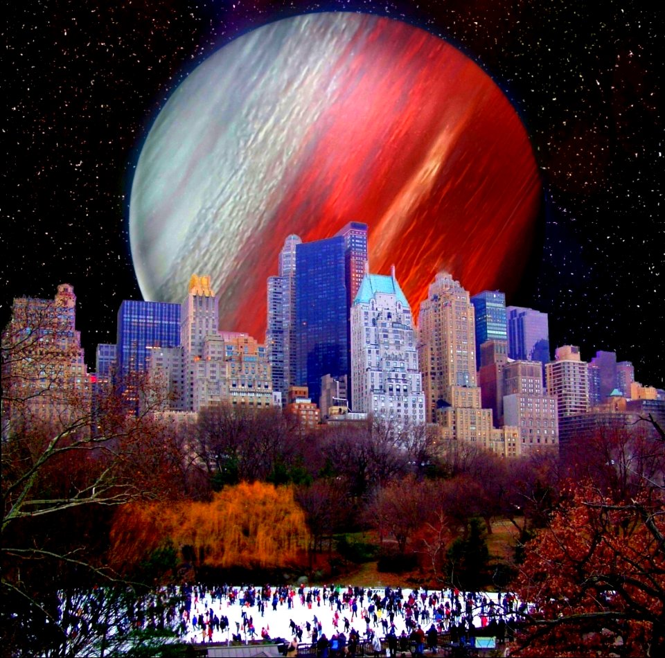 Planet over Central Park - Formed on my mobile phone