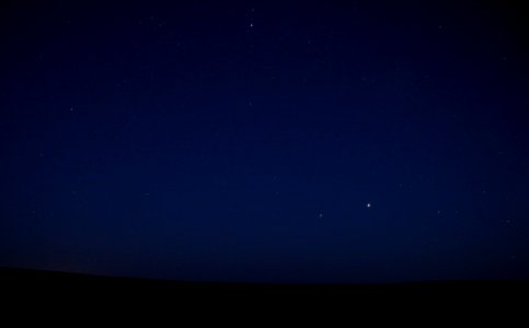 Jupiter (Right), Saturn (Left) looking South from Evil Combe , Dartmoor National Park, Devon, UK - July 2020