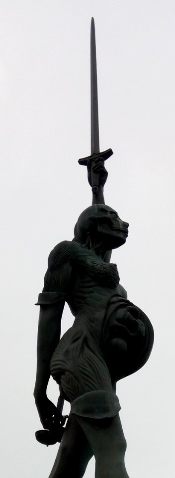 Verity Bronze Statue ( Damian Hurst ) , Ifracombe Harbour, North Devon , UK
