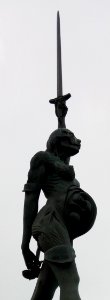 Verity Bronze Statue ( Damian Hurst ) , Ifracombe Harbour, North Devon , UK