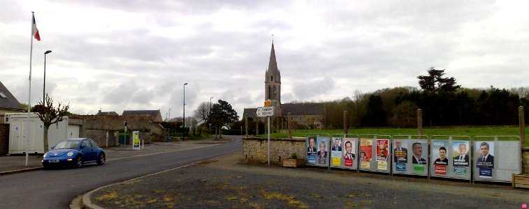 French Presidential Candidates Election Posters 2017 , Vier-sue-Mer , Omaha Beach, Normandy, France