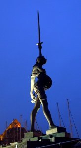 Verity Bronze Statue ( Damian Hurst ) , Ifracombe Harbour, North Devon , UK