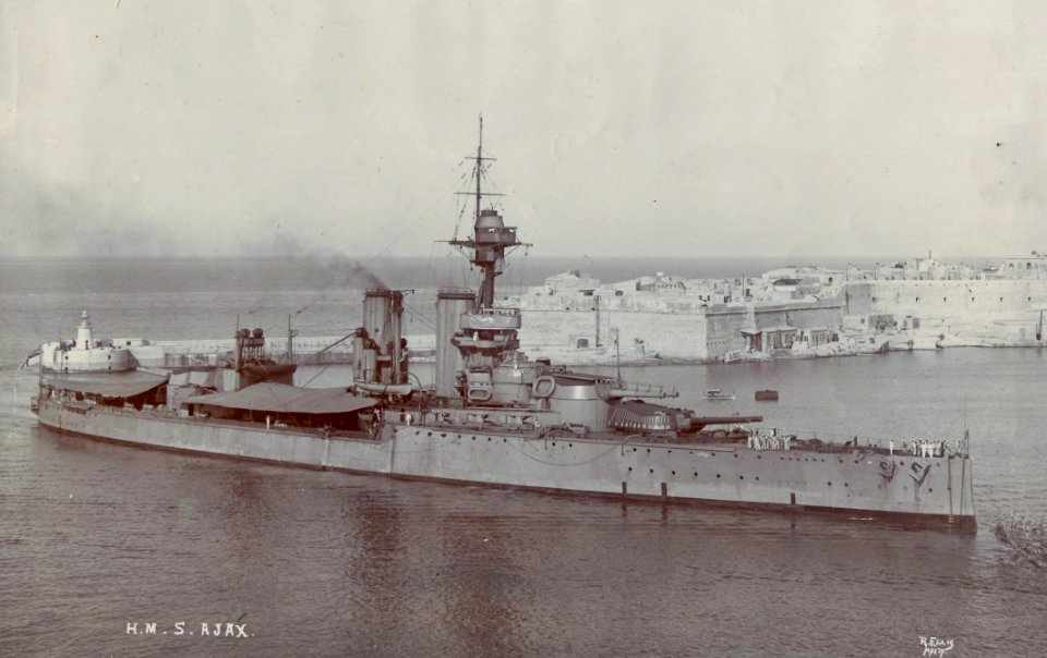 HMS Ajax entering  Malta 1912.
