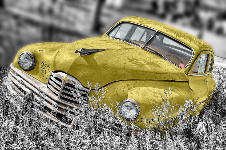 Vintage headlight engine hood