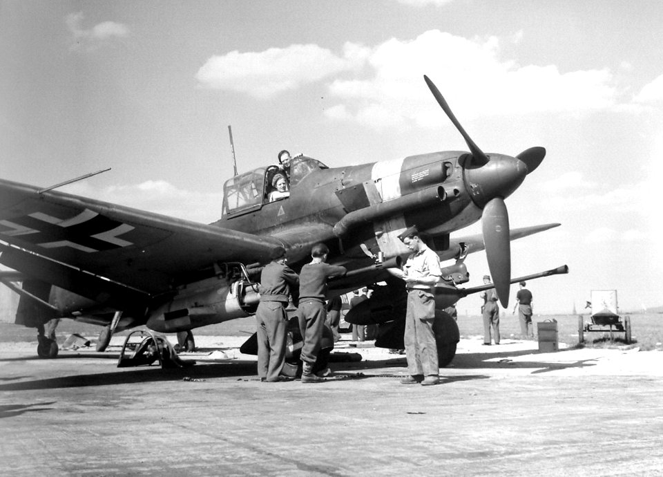 captured German  Junkers Ju-87  Tank buster at an airfield at Pilsen Czechoslovakia April 1945