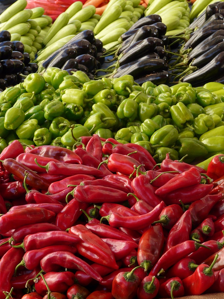 Red pepper green peppers eggplant