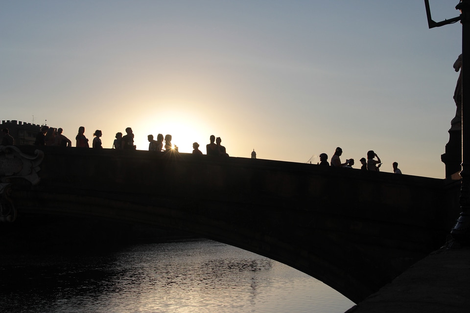 Sunset bridge shadows