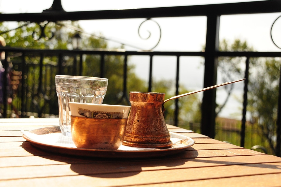 Cup of coffee drinking terrace