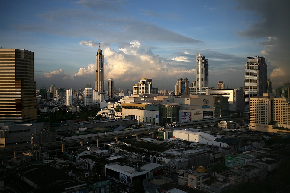 Clouds skyscrapers buildings