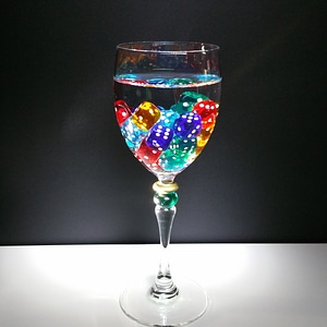 Lucky dice wine glass colorful photo